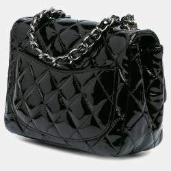 Pre Owned Chanel Black Mini Square Classic Patent Single Flap