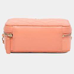 Pre Owned Chanel Orange CC Quilted Lambskin Pearl Crush Camera Bag