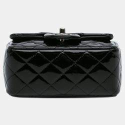 Pre Owned Chanel Black Mini Square Classic Patent Single Flap