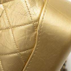 Pre Owned Chanel Gold Small Metallic Lambskin Gabrielle Crossbody