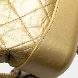 Pre Owned Chanel Gold Small Metallic Lambskin Gabrielle Crossbody