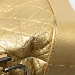 Pre Owned Chanel Gold Small Metallic Lambskin Gabrielle Crossbody
