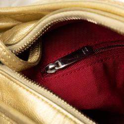 Pre Owned Chanel Gold Small Metallic Lambskin Gabrielle Crossbody