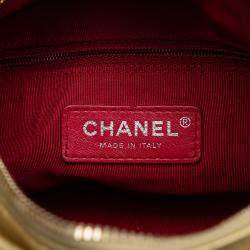 Pre Owned Chanel Gold Small Metallic Lambskin Gabrielle Crossbody