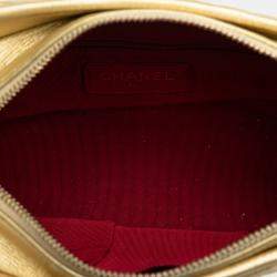 Pre Owned Chanel Gold Small Metallic Lambskin Gabrielle Crossbody
