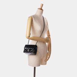 Pre Owned Chanel Black Mini Square Classic Patent Single Flap