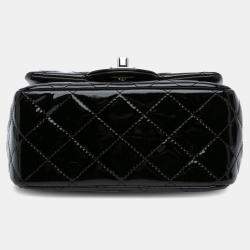 Pre Owned Chanel Black Mini Square Classic Patent Single Flap