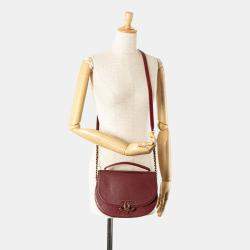 Pre Owned Chanel Red Medium Calfskin Coco Curve Flap