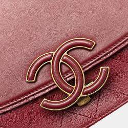 Pre Owned Chanel Red Medium Calfskin Coco Curve Flap