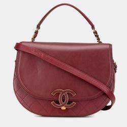 Pre Owned Chanel Red Medium Calfskin Coco Curve Flap