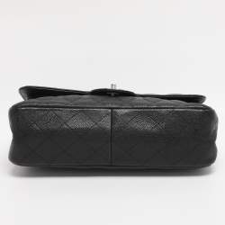 Pre Owned Chanel Black Quilted Leather Jumbo Classic Double Flap Bag