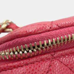 Pre Owned Chanel Matelasse Pink Caviar Leather Mini Vanity Chain Shoulder Bag