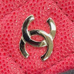 Pre Owned Chanel Matelasse Pink Caviar Leather Mini Vanity Chain Shoulder Bag