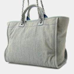 Pre Owned Chanel Deauville 2Waytote Bag Light Blue Denim Size Gm