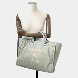 Pre Owned Chanel Deauville 2Waytote Bag Light Blue Denim Size Gm