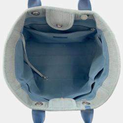 Pre Owned Chanel Deauville 2Waytote Bag Light Blue Denim Size Gm