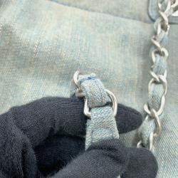 Pre Owned Chanel Deauville 2Waytote Bag Light Blue Denim Size Gm