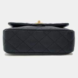 Pre Owned Chanel Matelasse Heart Ball Chain shoulder Black Caviar Leather