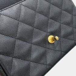 Pre Owned Chanel Matelasse Heart Ball Chain shoulder Black Caviar Leather