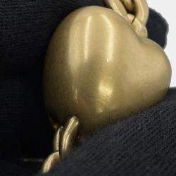Pre Owned Chanel Matelasse Heart Ball Chain shoulder Black Caviar Leather