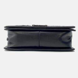 Pre Owned Chanel Boy Chanel Chain shoulder Bag Black Leather Fur Size 23
