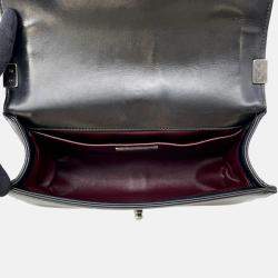Pre Owned Chanel Boy Chanel Chain shoulder Bag Black Leather Fur Size 23