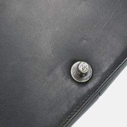 Pre Owned Chanel Boy Chanel Chain shoulder Bag Black Leather Fur Size 23