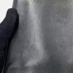 Pre Owned Chanel Boy Chanel Chain shoulder Bag Black Leather Fur Size 23