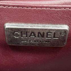 Pre Owned Chanel Boy Chanel Chain shoulder Bag Black Leather Fur Size 23