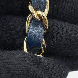 Pre Owned Chanel Coco Neige Bowling Bag Navy Shearling Lambskin Size Large