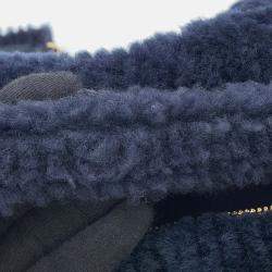 Pre Owned Chanel Coco Neige Bowling Bag Navy Shearling Lambskin Size Large