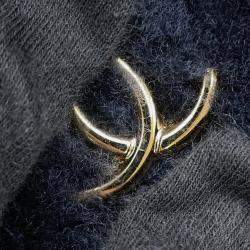 Pre Owned Chanel Coco Neige Bowling Bag Navy Shearling Lambskin Size Large