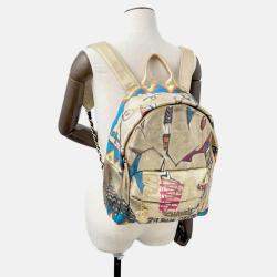 Pre Owned حقيبة ظهر شانيل سي سي لوجو غرافيتي قماش جلدي ذهبي/متعدد الألوان