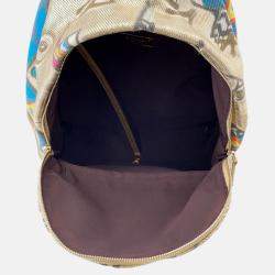 Pre Owned حقيبة ظهر شانيل سي سي لوجو غرافيتي قماش جلدي ذهبي/متعدد الألوان