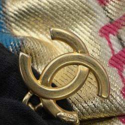 Pre Owned حقيبة ظهر شانيل سي سي لوجو غرافيتي قماش جلدي ذهبي/متعدد الألوان