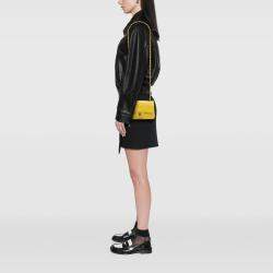 Pre Owned Chanel Yellow Mini Rectangular Classic Chevron Lambskin Single Flap
