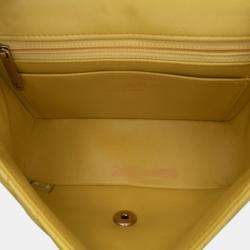 Pre Owned Chanel Yellow Mini Rectangular Classic Chevron Lambskin Single Flap
