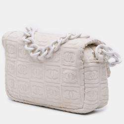 Pre Owned Chanel off White Terry Cloth Sport Line Flap