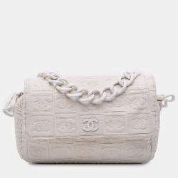 Pre Owned Chanel off White Terry Cloth Sport Line Flap