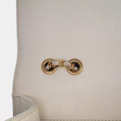 Pre Owned Chanel White Medium Quilted Calfskin Octagon CC Clasp Flap