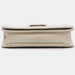 Pre Owned Chanel White Medium Quilted Calfskin Octagon CC Clasp Flap