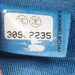 Pre Owned Chanel Blue Quilted Leather Ribbon Round Chain Clutch