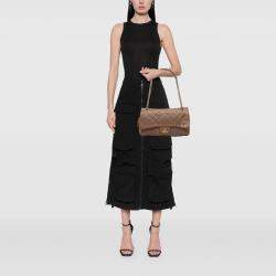 Pre Owned Chanel Brown Large Quilted Caviar Shiva Flap
