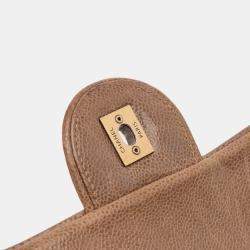 Pre Owned Chanel Brown Large Quilted Caviar Shiva Flap