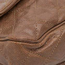 Pre Owned Chanel Brown Large Quilted Caviar Shiva Flap