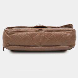 Pre Owned Chanel Brown Large Quilted Caviar Shiva Flap