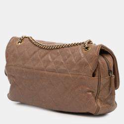 Pre Owned Chanel Brown Large Quilted Caviar Shiva Flap