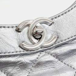 Pre Owned Chanel Silver Leather 31 Shopping Bag Small