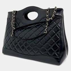 Pre Owned Chanel Black Leather 31 shopping bag