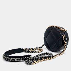Pre Owned Chanel Black Leather 19 Round Mini Crossbody Bag